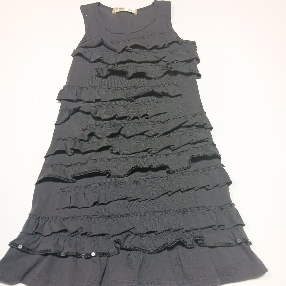 ✨ Chic & Classic Dark Gray Ruffle Dress - Girls XS ✨